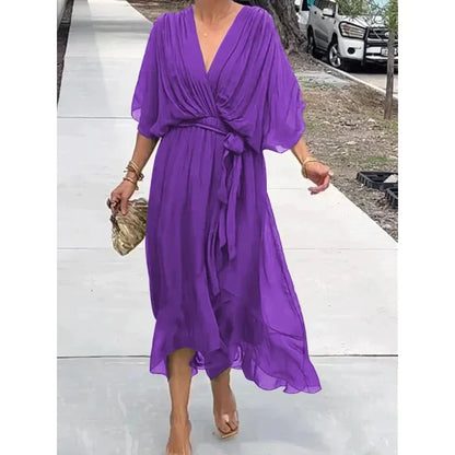 Chic V-Neck Long Dress