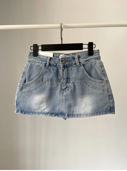 High Waist Denim Mini Skirt