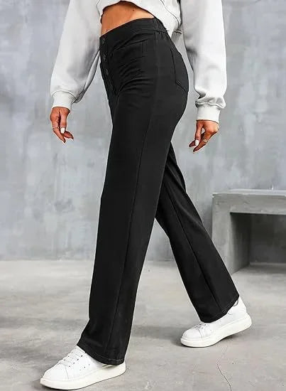 Buttoned Straight-Leg Cargo Pants