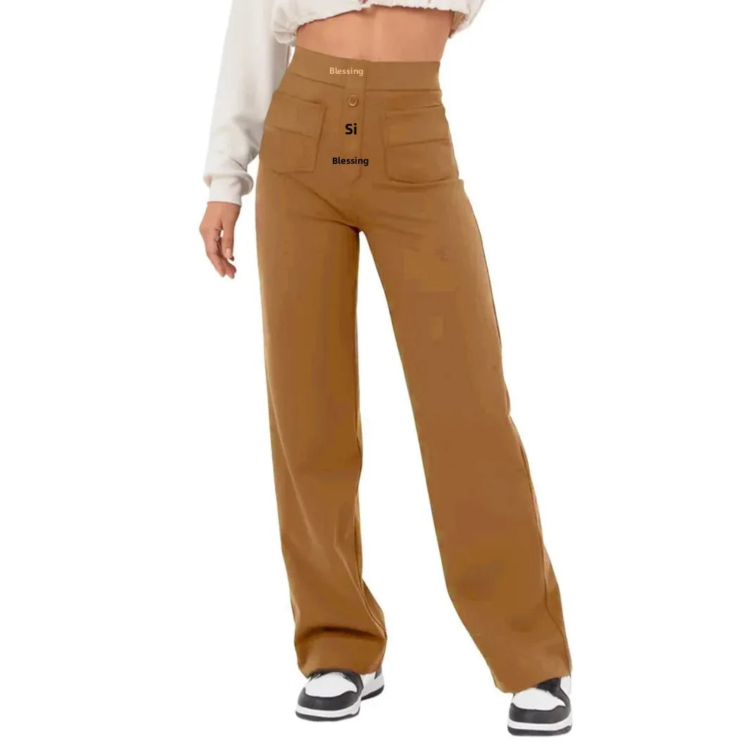Buttoned Straight-Leg Cargo Pants