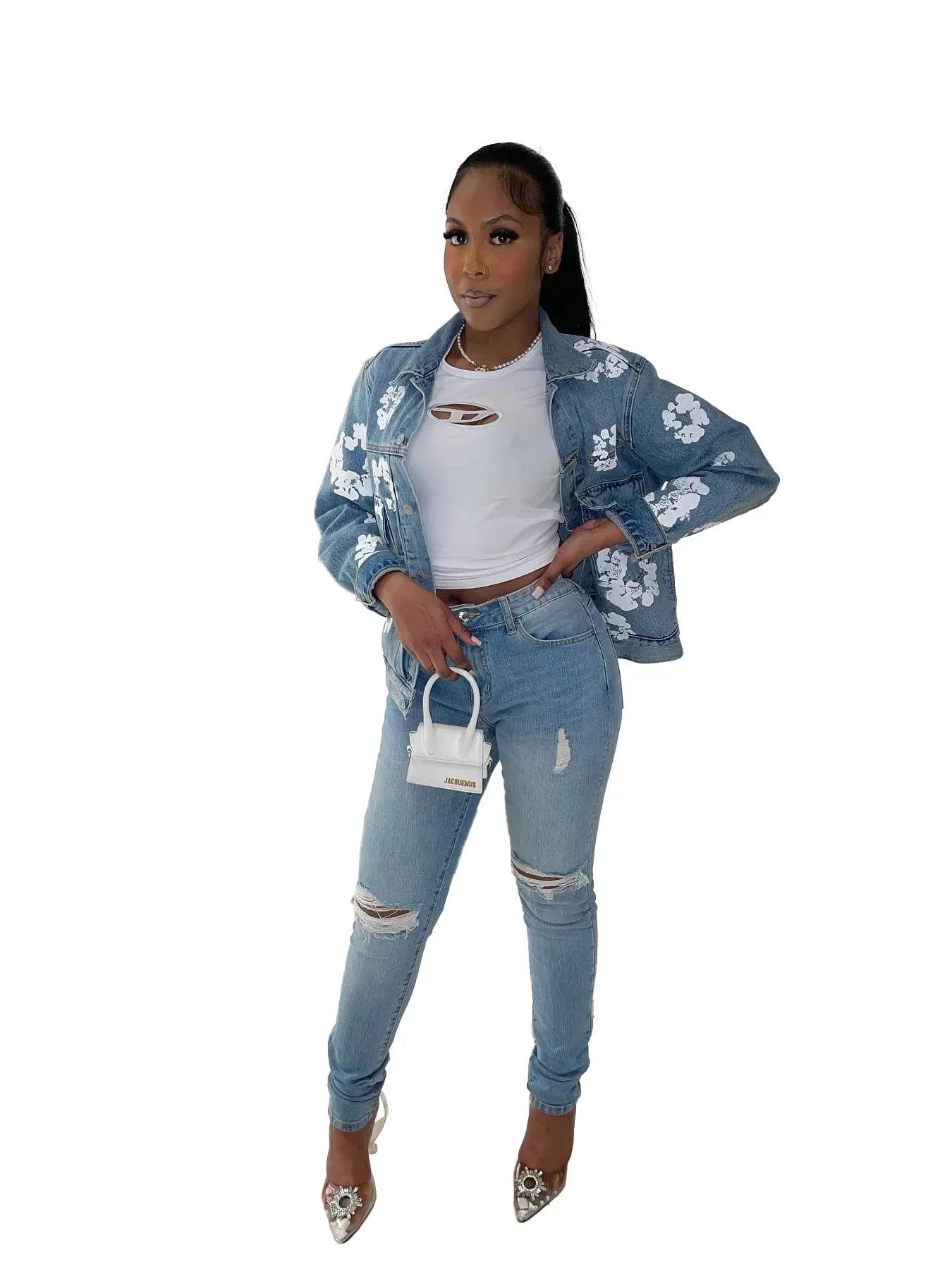 Bloom Fade Floral Denim Street Jacket