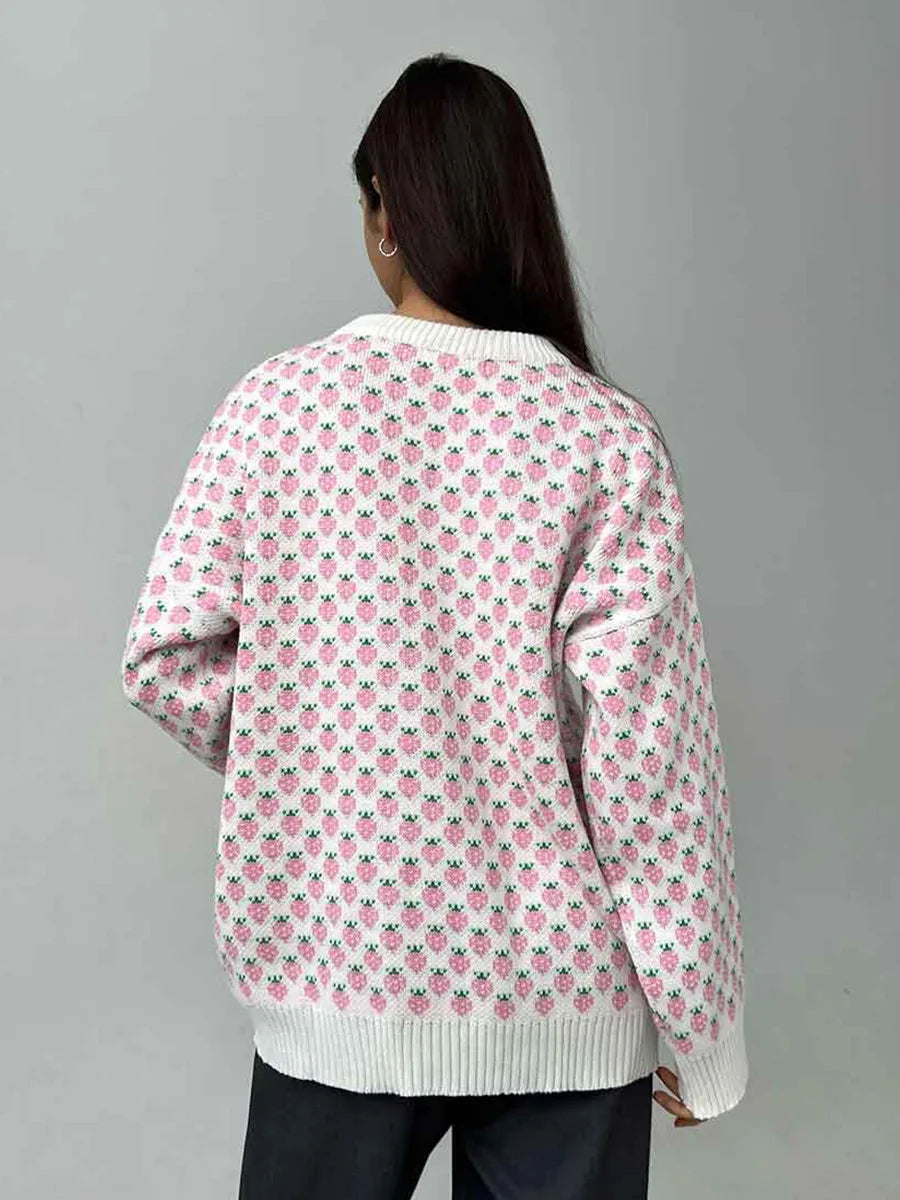 Cozy Strawberry Knit Sweater