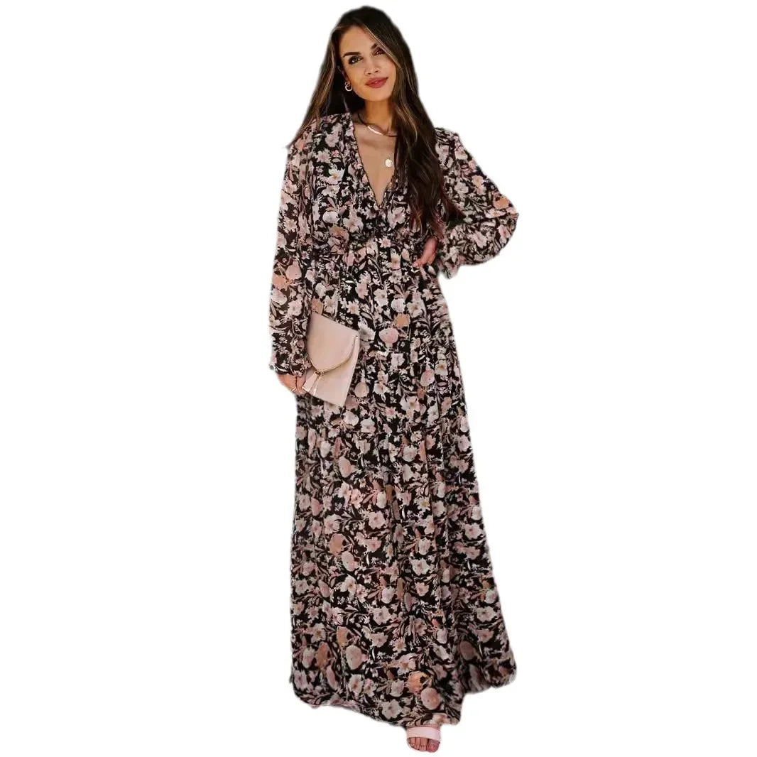 Chic Boho Ruffle Maxi Dress