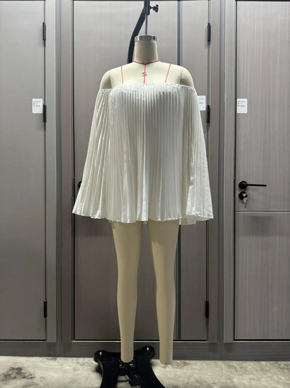 Glimmer Drape One Shoulder Shorts Set
