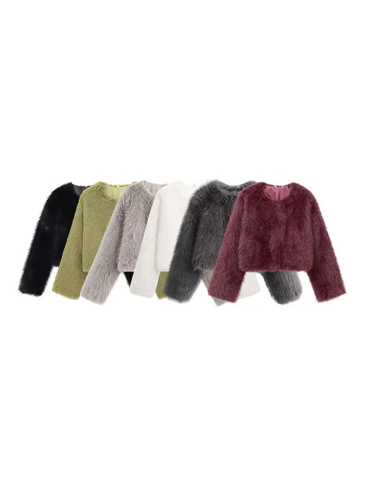 Plush Chic Cropped Faux Fur Jacket