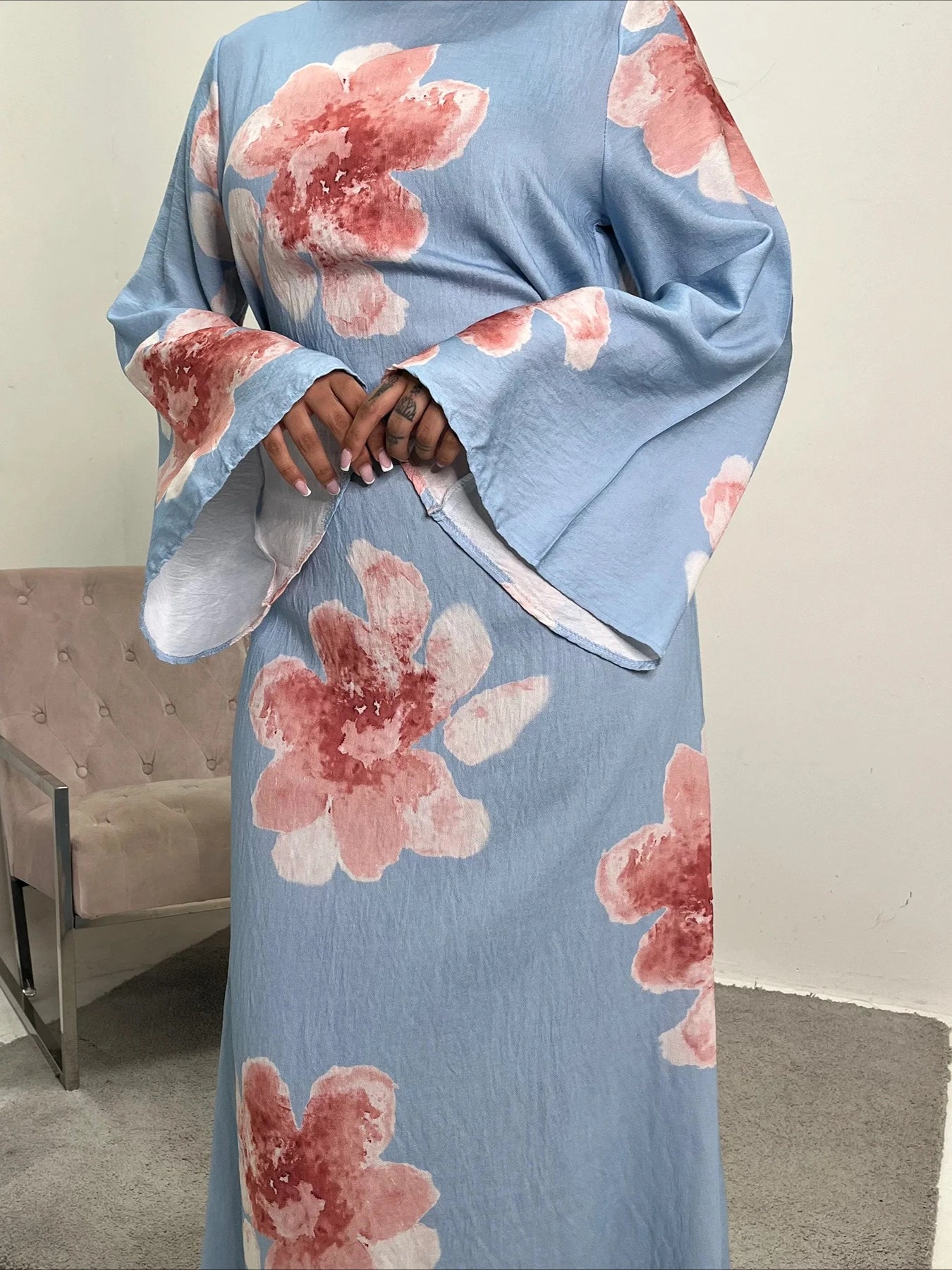 Floral Grace Modest Kaftan Dress
