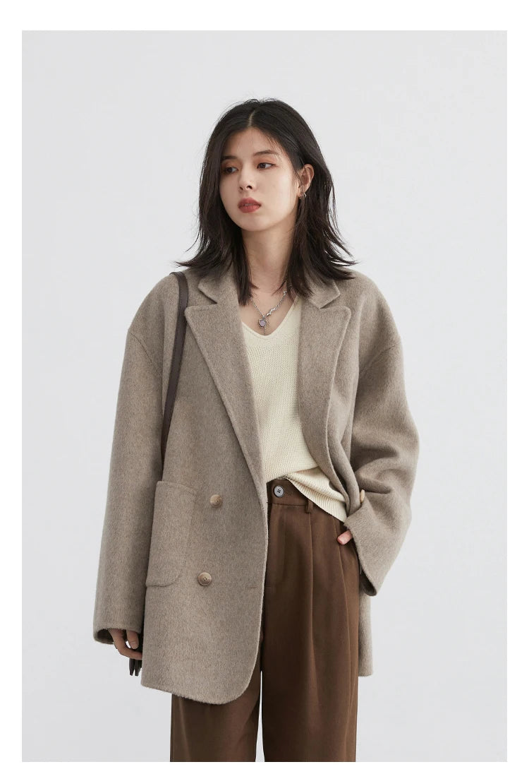 Women’s Luxury Wool-Blend Long Coat