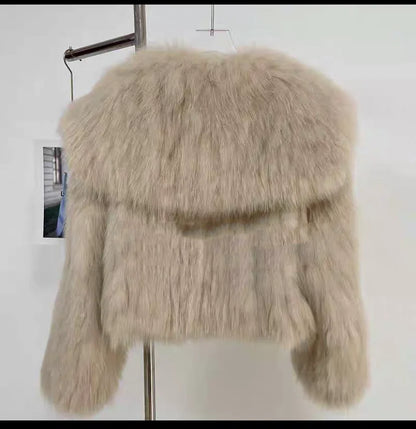 Navy Collar Faux Fur Jacket