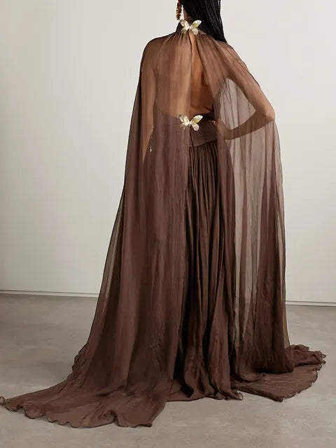 Midnight Metal Elegance Maxi Dress