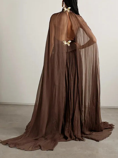 Midnight Metal Elegance Maxi Dress