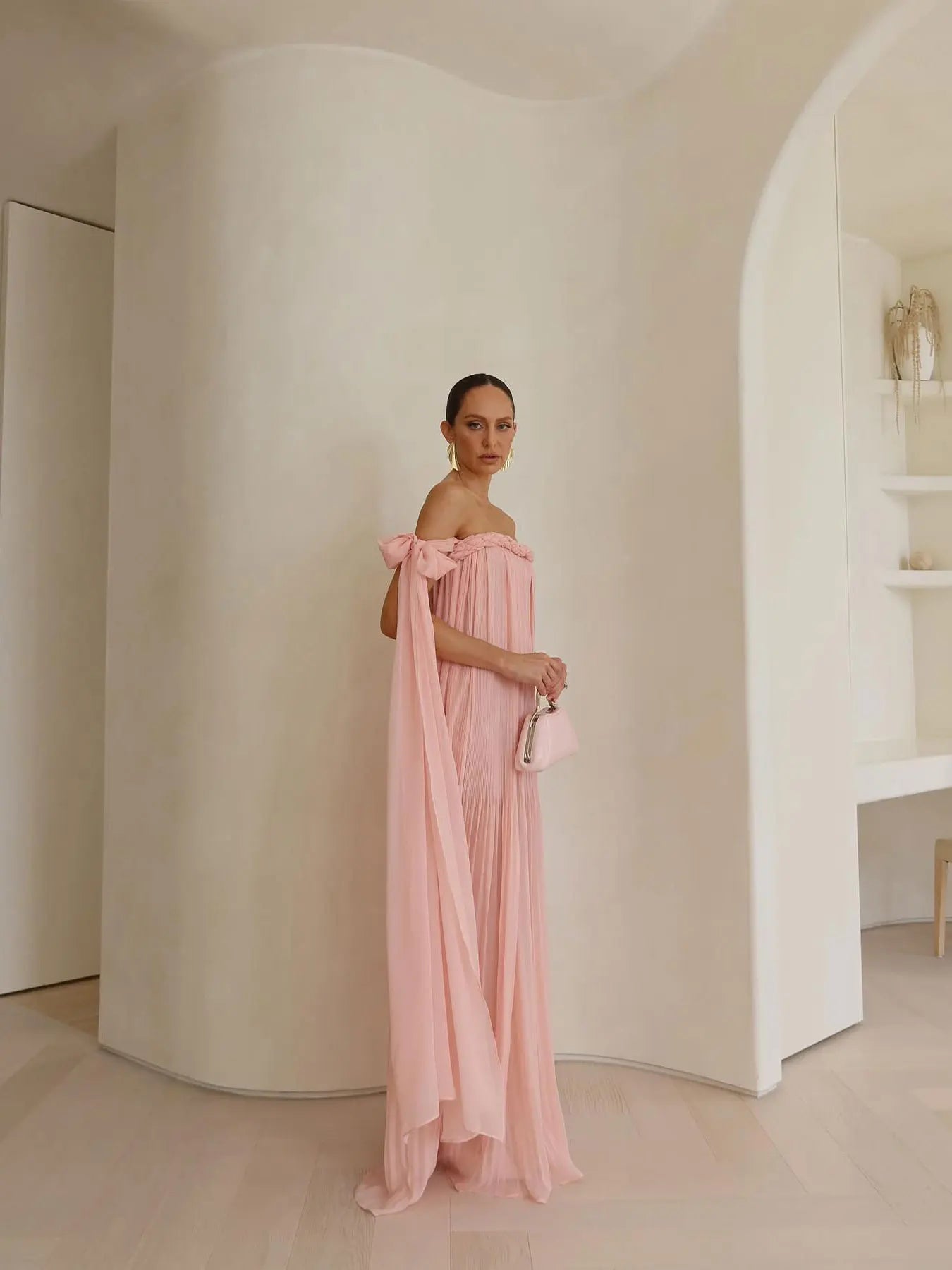 Braided Elegance Off-Shoulder Maxi