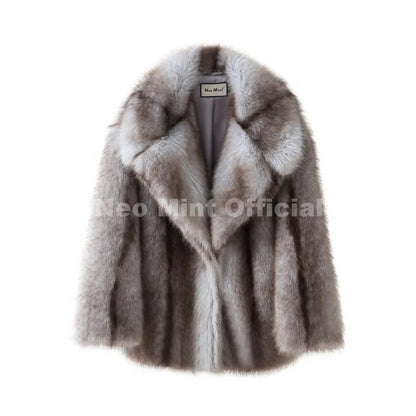 Women’s Luxury Yellow Striped Faux Fur Coat