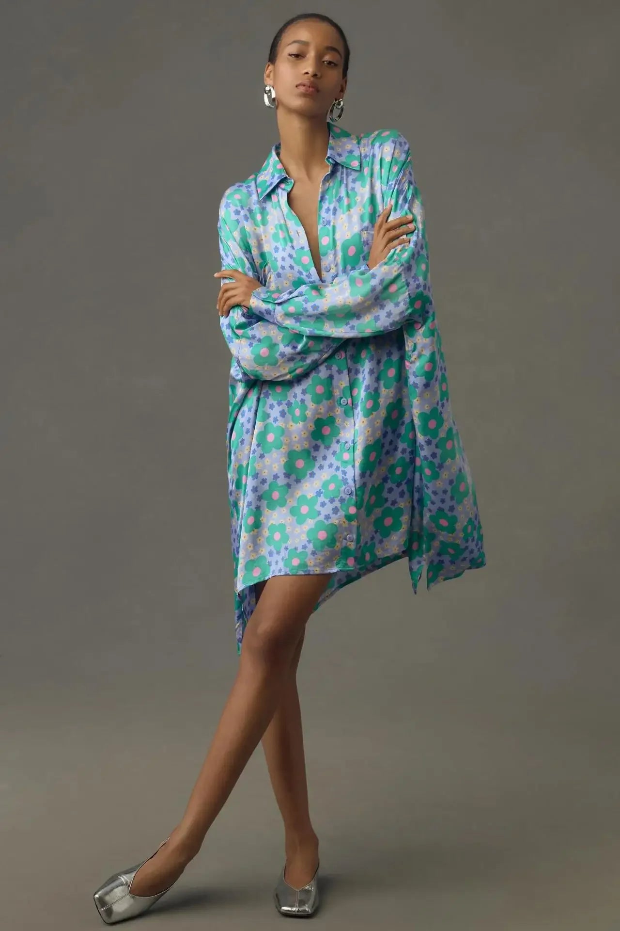 Chic Doodle Print Cardigan Dress