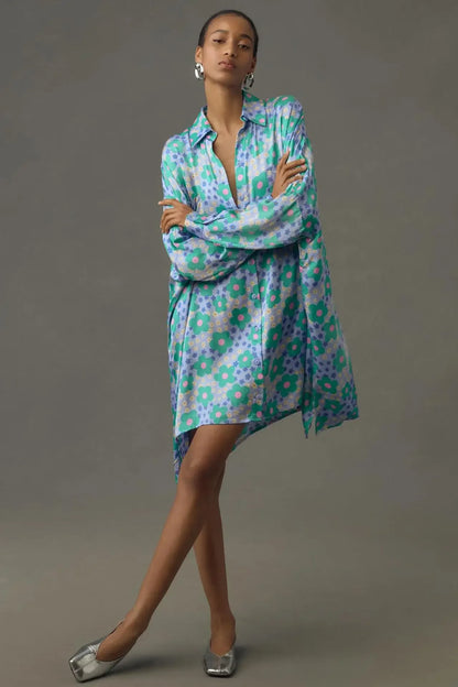 Chic Doodle Print Cardigan Dress
