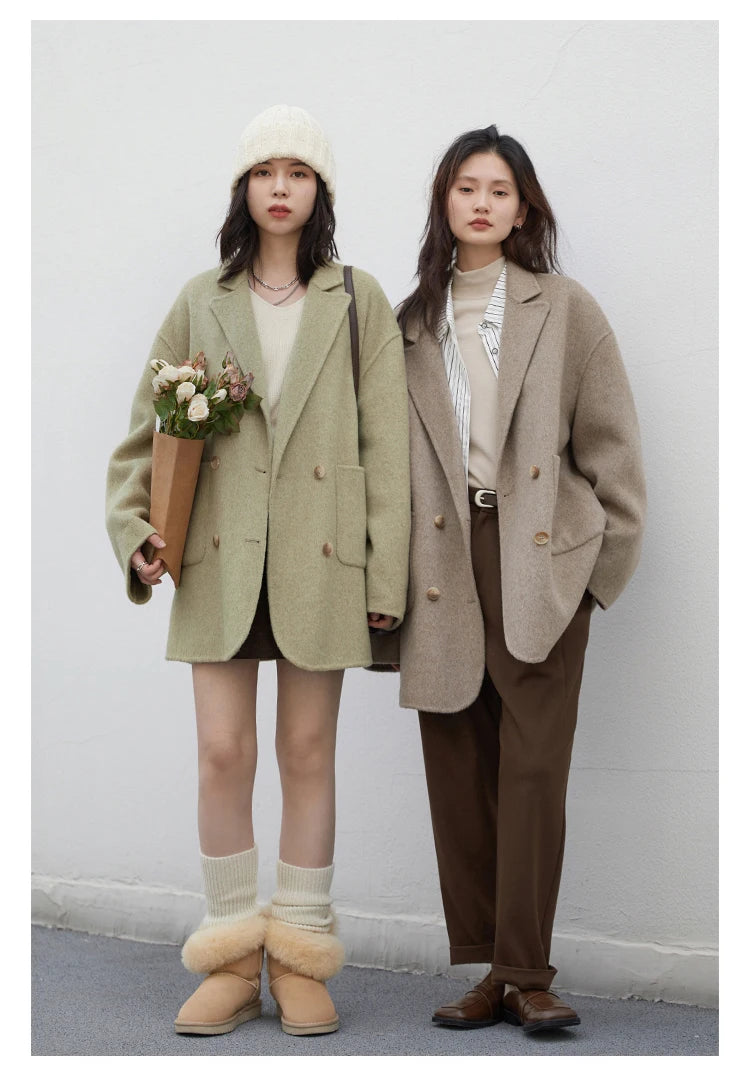 Women’s Luxury Wool-Blend Long Coat