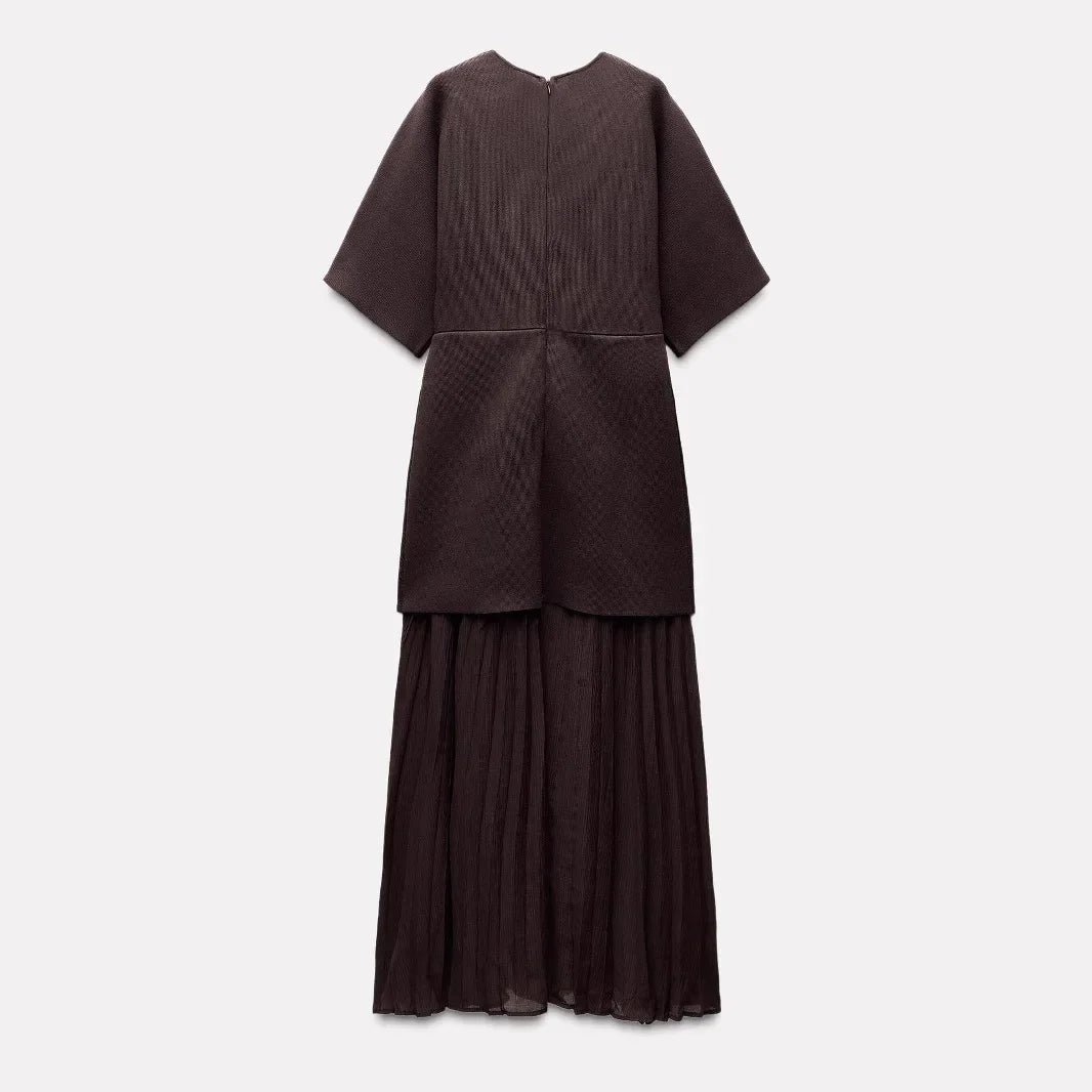 Elegant Pleated Tulle Patchwork Dress