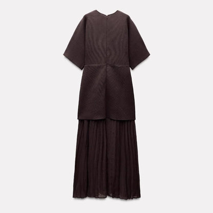 Elegant Pleated Tulle Patchwork Dress