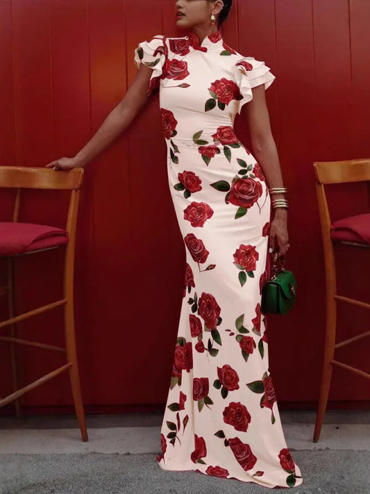 Rose Whimsy High Waist Dress