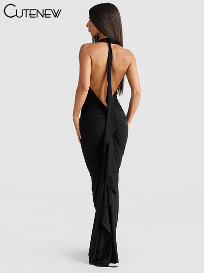 Elegant Halter Backless Maxi Dress
