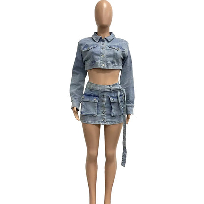 Indigo Muse Denim Mini Skirt Set