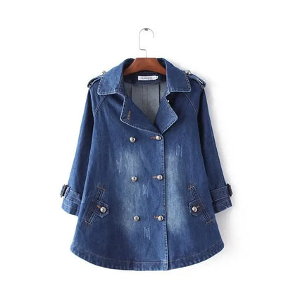 Cape Luxe Double-Breasted Denim Coat