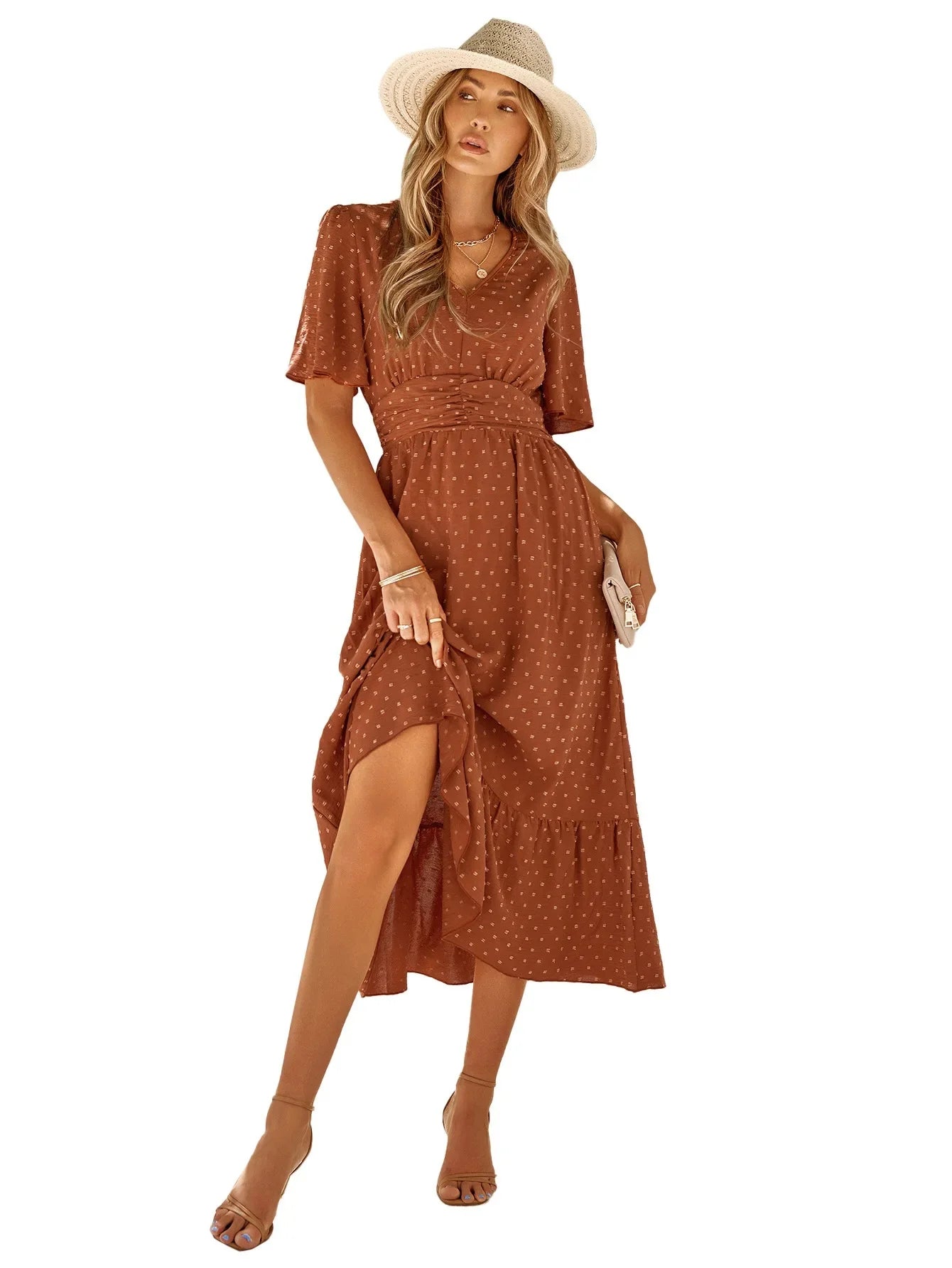 Elegant Lotus Sleeve Summer Dress