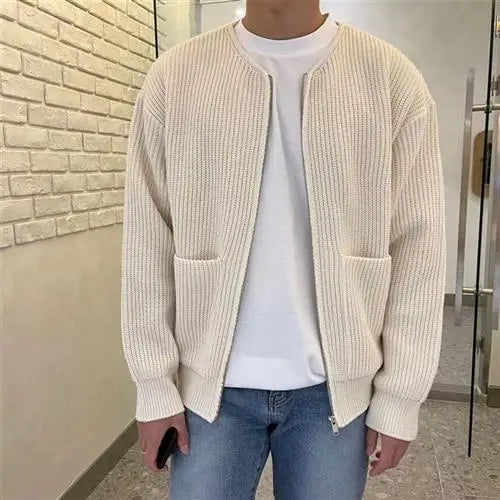 Men's Stand Collar Slim Fit Knit Jacket