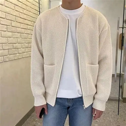 Men's Stand Collar Slim Fit Knit Jacket