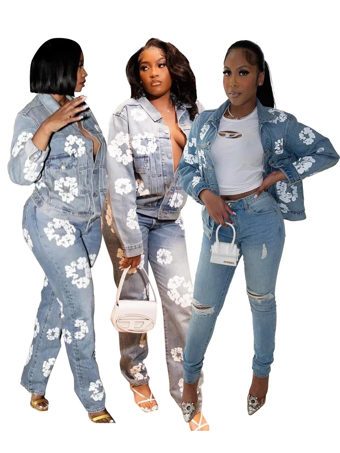 Bloom Fade Floral Denim Street Jacket