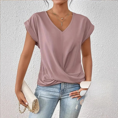 Irregular Knot V-Neck Tee