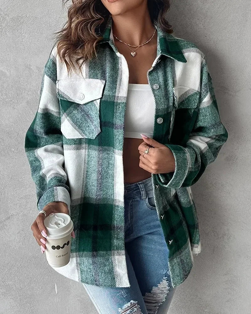 Cozy Plaid Button-Up Shacket