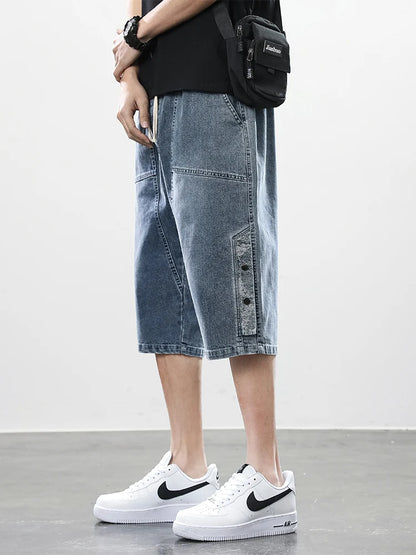 Men’s Washed Denim Capri Shorts