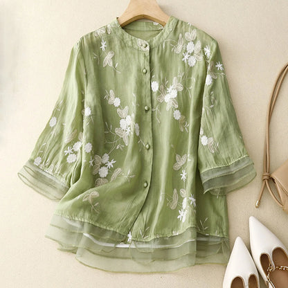 Vintage Bloom Embroidered Cotton Top
