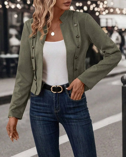Chic Double-Breasted Black Coat