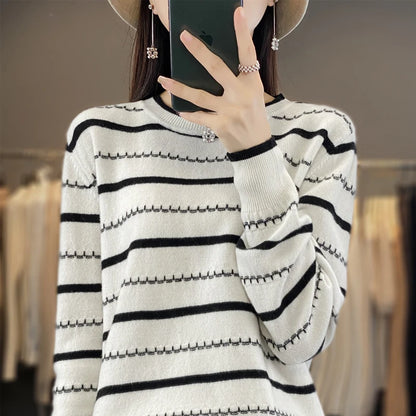 Women’s Striped Cotton Pullover Sweater