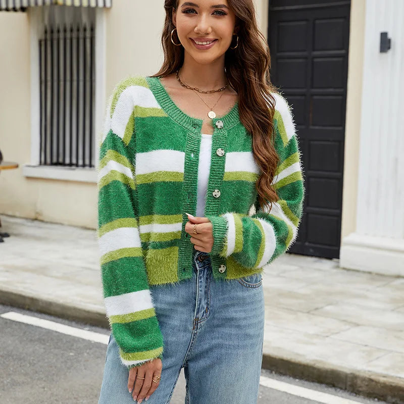 Cozy Charm Striped Knit Cardigan