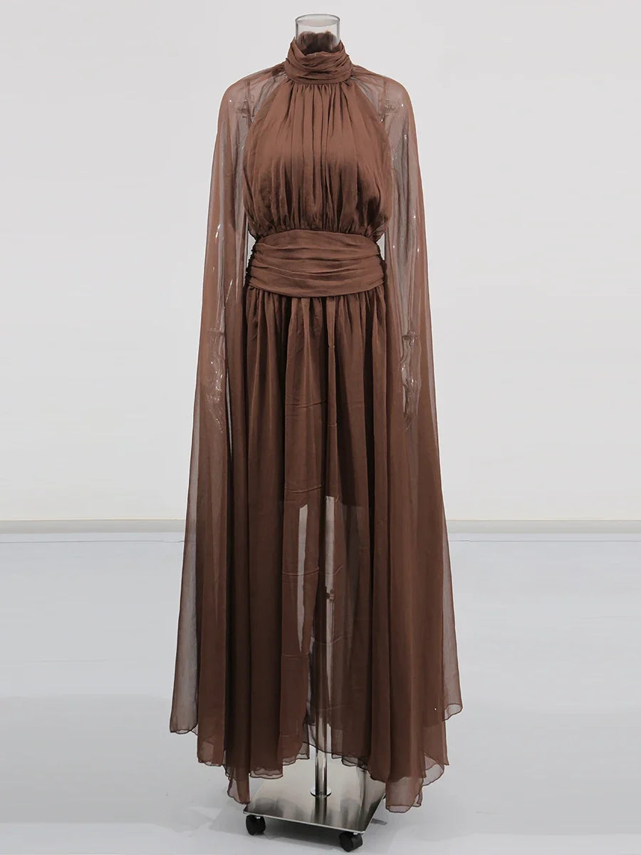 Midnight Metal Elegance Maxi Dress