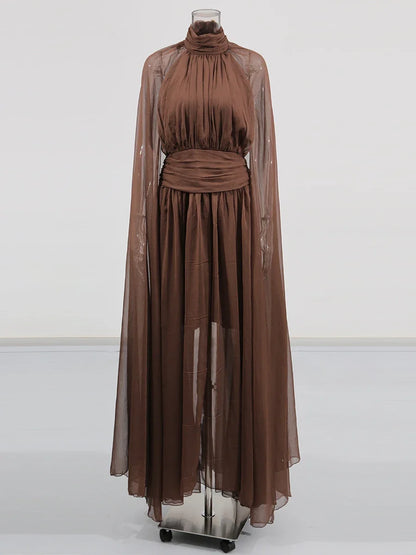 Midnight Metal Elegance Maxi Dress