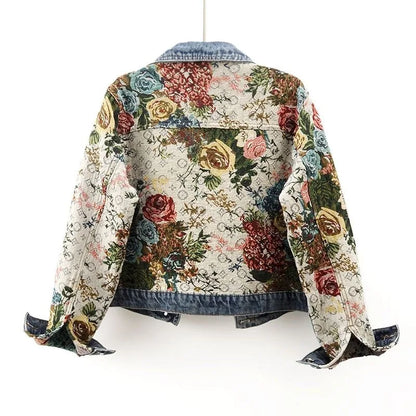 Lapel Luxe Spliced Denim Jacket