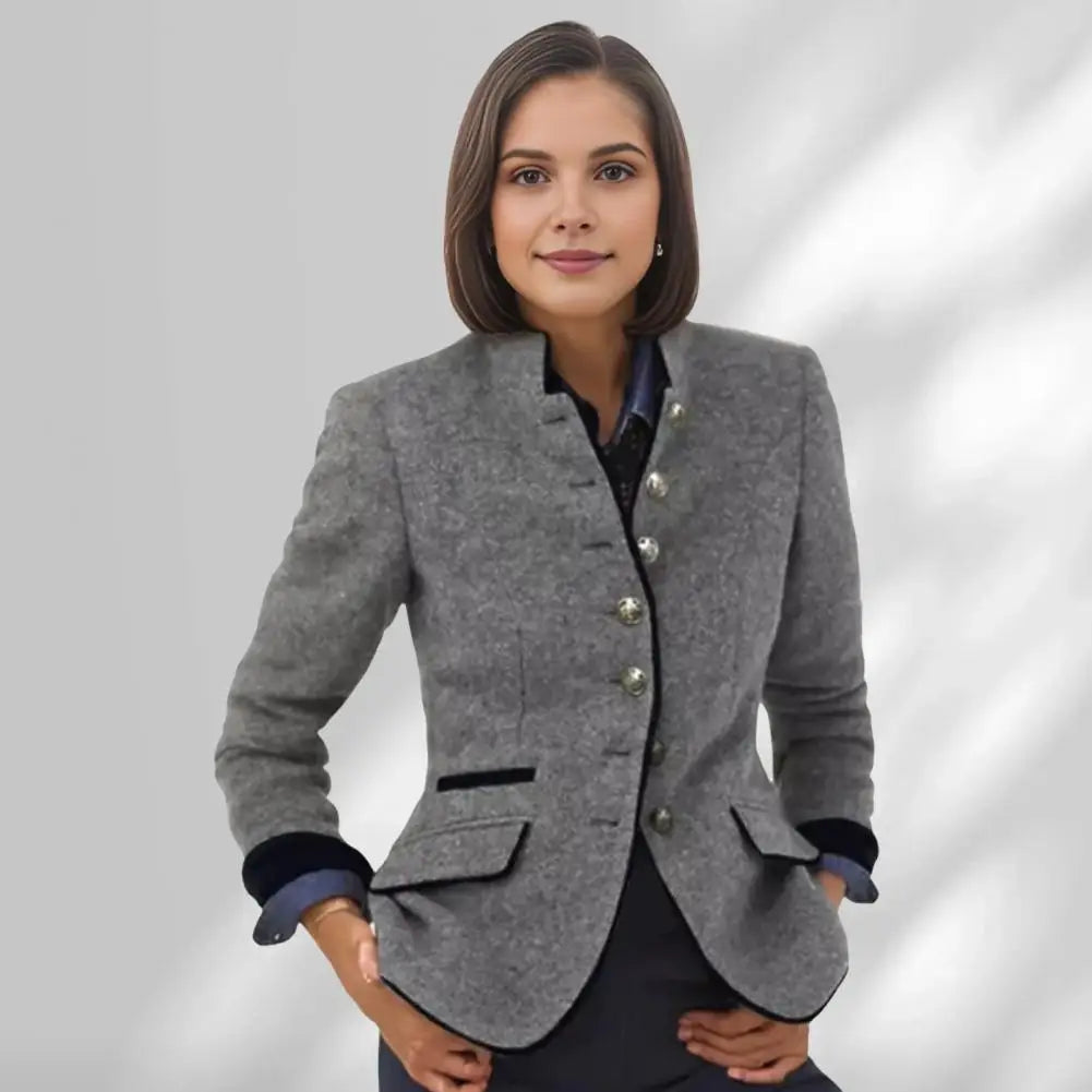 Contrast Color Woolen Cardigan Coat