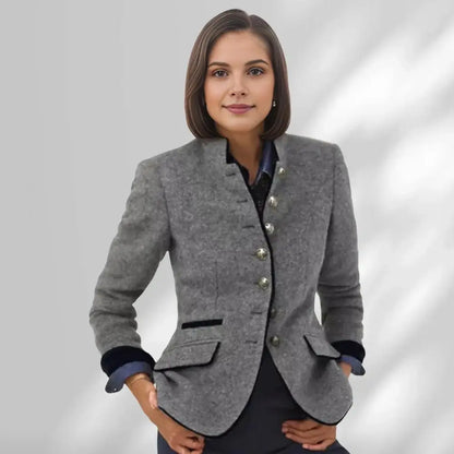 Contrast Color Woolen Cardigan Coat