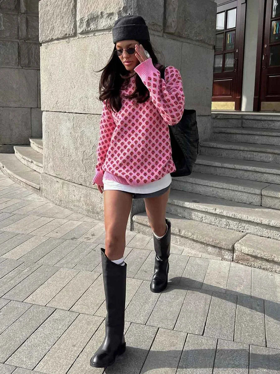 Cozy Strawberry Knit Sweater