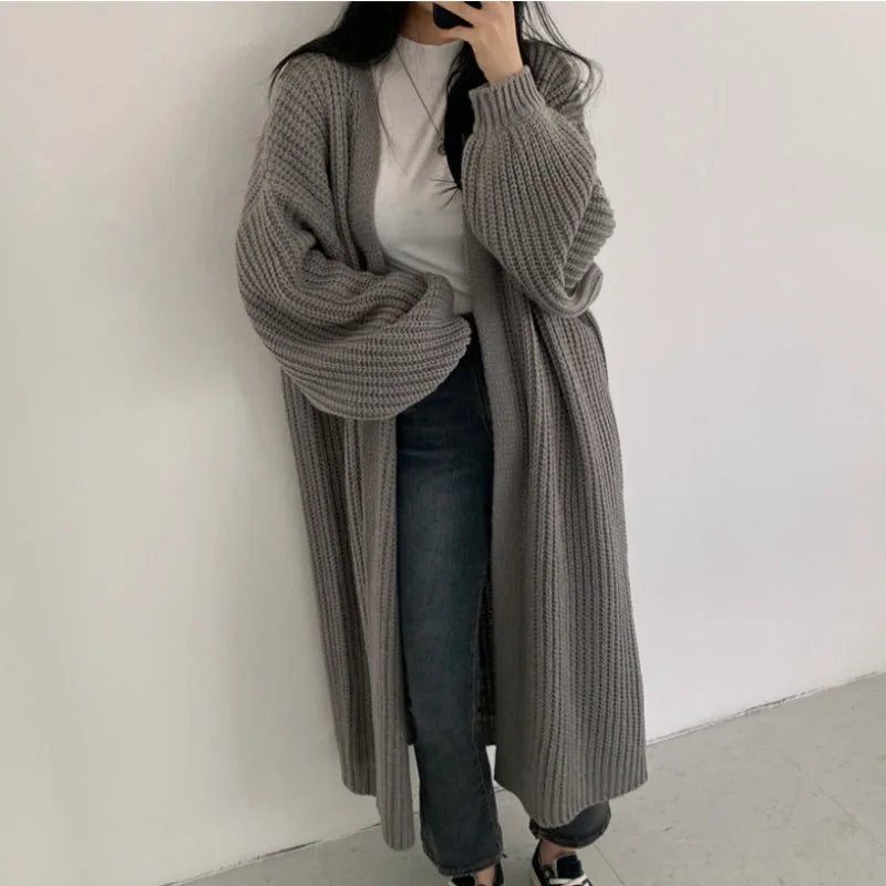 Vintage Cozy Long Knit Cardigan