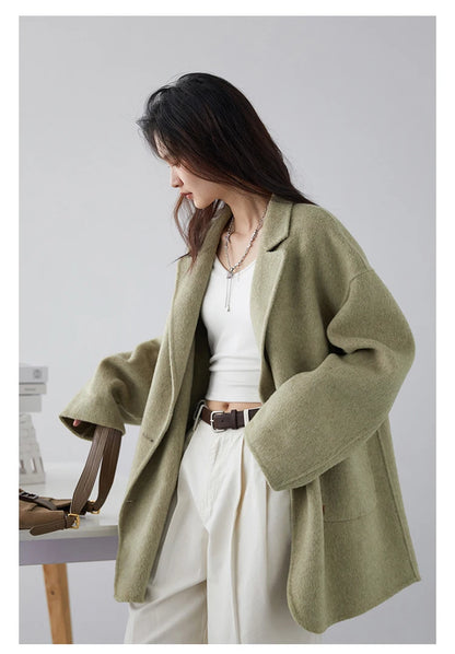 Women’s Luxury Wool-Blend Long Coat