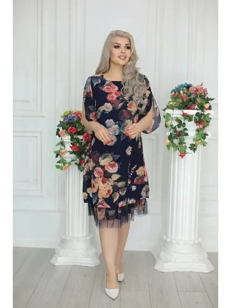 Blossom Grace Floral Party Midi Dress