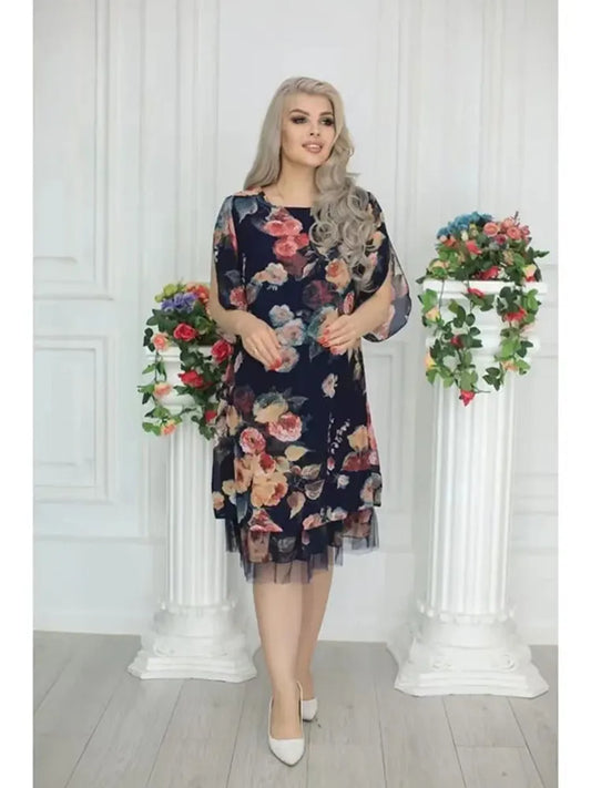Blossom Grace Floral Party Midi Dress