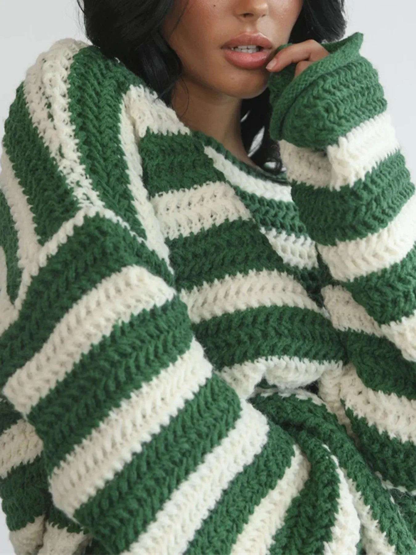 Autumn Stripes V-Neck Knit Pullover