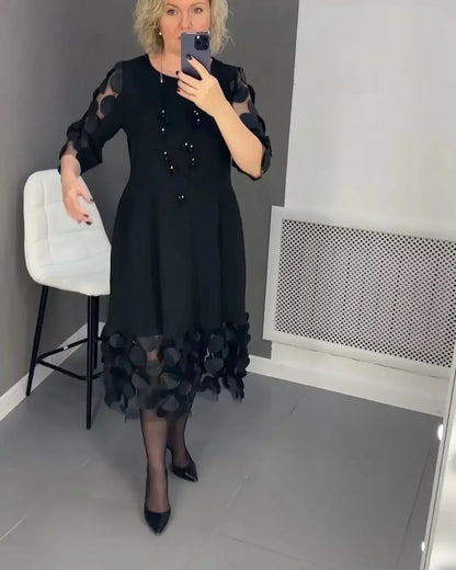 Elegant Plus-Size Bell Sleeve Dress