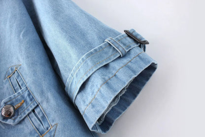 Cape Luxe Double-Breasted Denim Coat