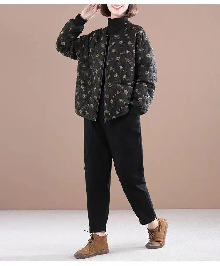 Loose Fit Retro Printed Cotton Jacket